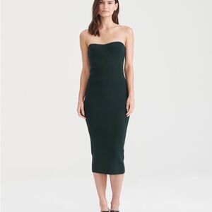 NAADAM Dark Green Strapless Knit Dress, XS